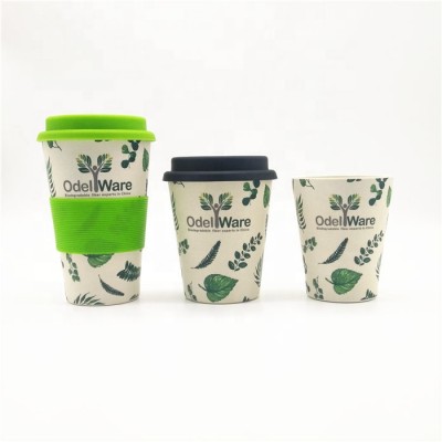 400ml 500ml biodegradable custom eco keep takeaway travel wholesale bamboo reusable fiber fibre coffee cup to go with lid straw