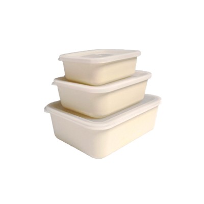 OEM customize leak proof storage box rectangle bamboo fiber biodegradable food container set