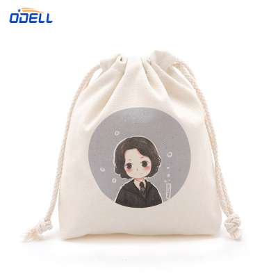 Custom print wholesale cotton promotional polyester linen drawstring backpack bag