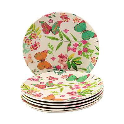 nordic floral china korean big disc round white rectangular table house buffet heart tropic show natural bamboo embossing plate