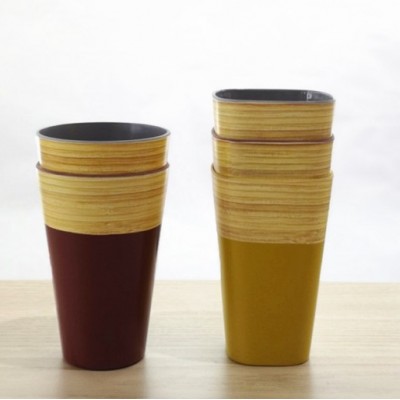 Odellware housewares renewable sustainable round square 400ML 14oz natural organic bamboo drinking water cups